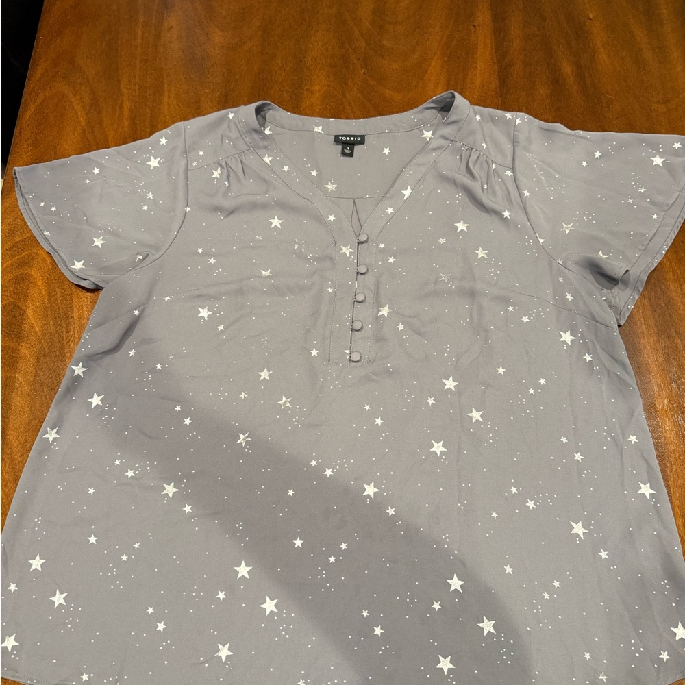 Torrid Gray Buttoned Blouse